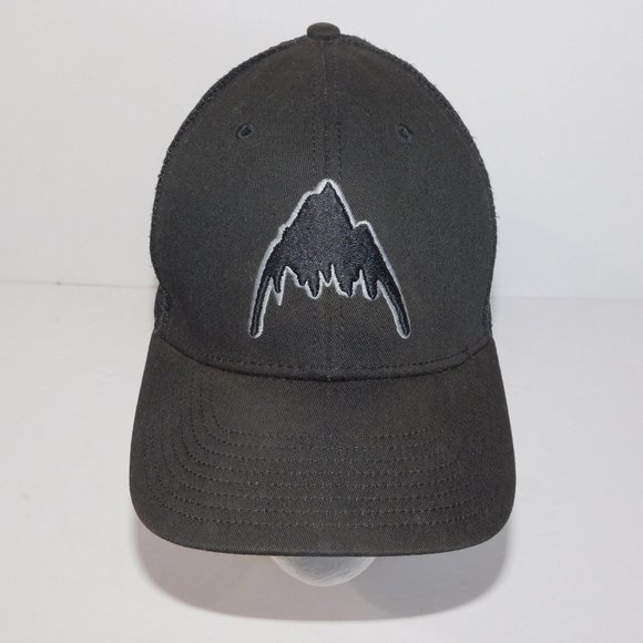 BURTON Look Yonder Black Trucker Snapback Hat Cap Logo Mountain - Picture 1 of 6